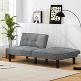 Sofá Cama Plegable Convertible Tipo Futón con Respaldo Ajustable en 6 Posiciones-Gris