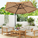 Sombrilla de patio Tiki Cantilever de 9.5 FT Estilo Hawaiano Sombrilla colgante descentrada - Natural