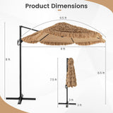 Sombrilla de patio Tiki Cantilever de 9.5 FT Estilo Hawaiano Sombrilla colgante descentrada - Natural