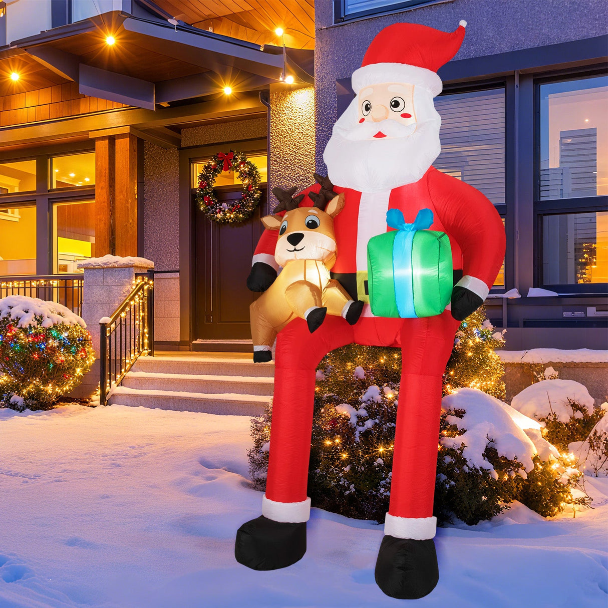 9.5 Pies Hinchable de Navidad Papá Noel Decoración Exterior con Luces LED Integradas