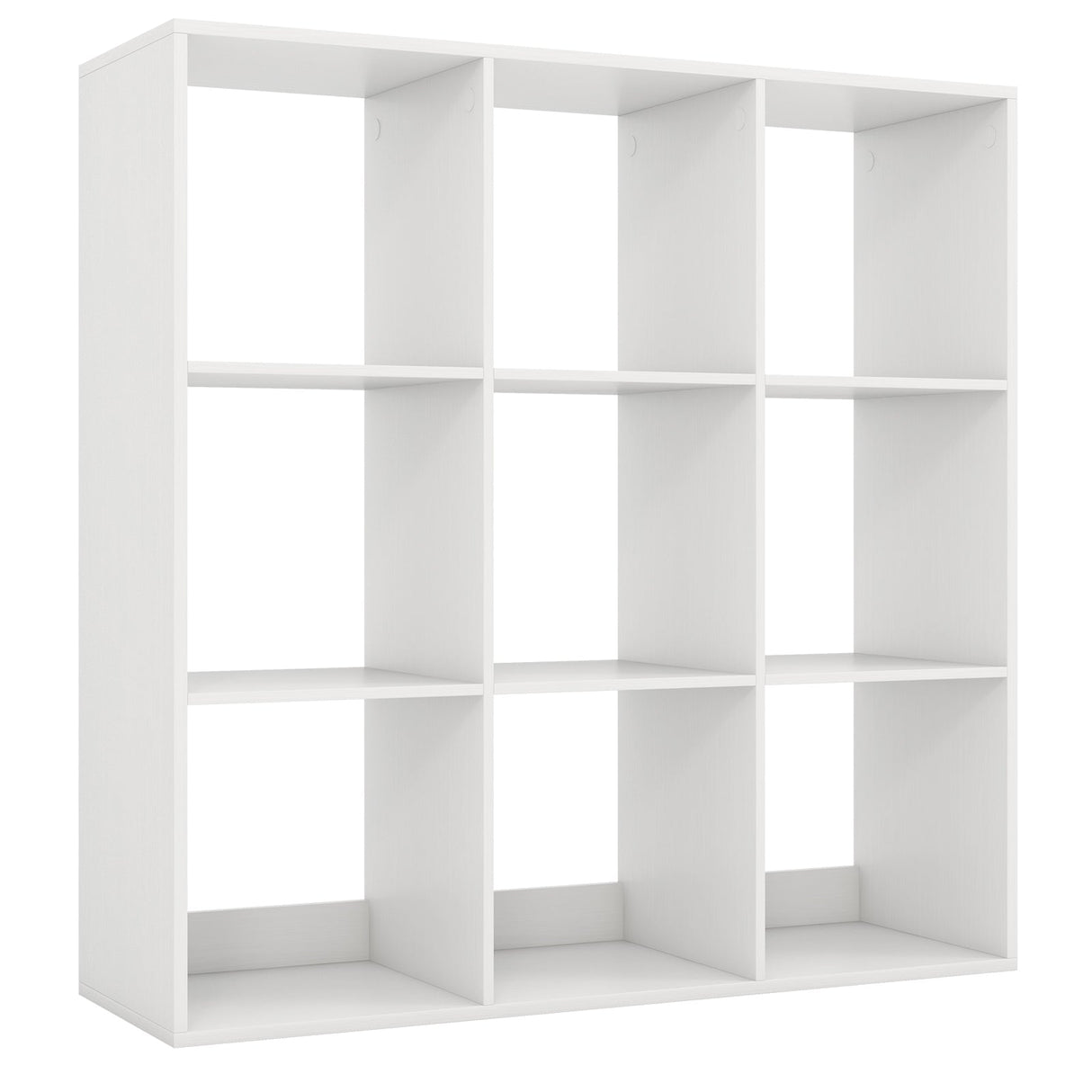 Estantería de 9 cubos con riel trasero de protección para sala de estar o dormitorio - Blanco