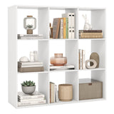 Estantería de 9 cubos con riel trasero de protección para sala de estar o dormitorio - Blanco