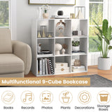 Estantería de 9 cubos con riel trasero de protección para sala de estar o dormitorio - Blanco
