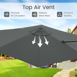 Sombrilla de patio tipo voladizo de 2,74 m con capota ventilada y protección solar