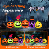 9 Feet Inflatable Pumpkin Patch Family with Built-in LED Lights and Witch Hats