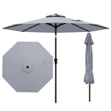 Sombrilla de mesa para patio exterior de 2,74 m (9 pies), con botón de inclinación y manivela - Gris