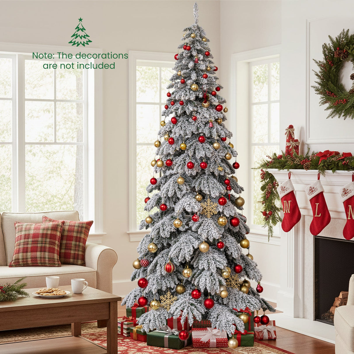 Árbol de Navidad Artificial Preiluminado de 9 pies Árbol de Navidad Articulado con Conectores Rápidos de Corriente