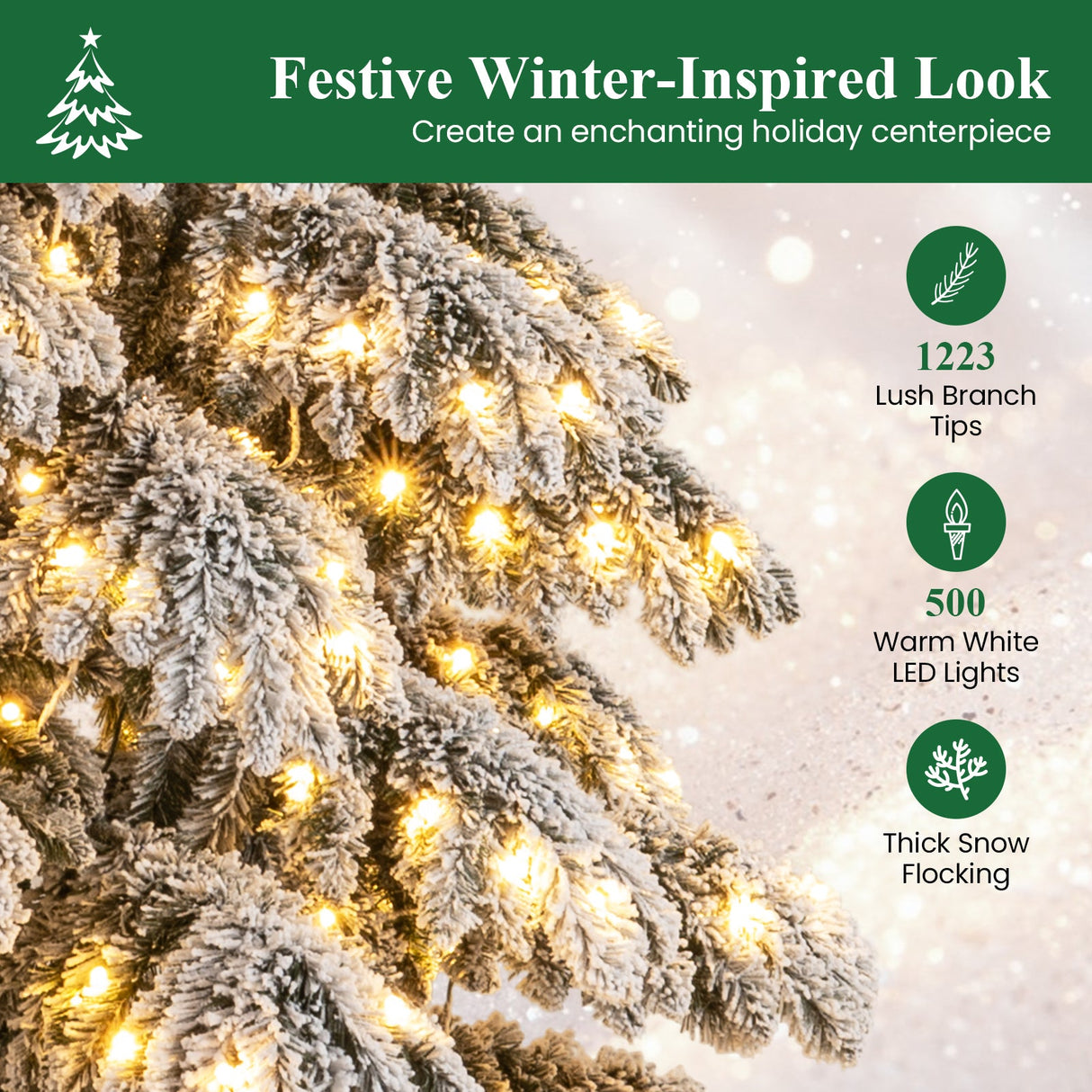 Árbol de Navidad Artificial Preiluminado de 9 pies Árbol de Navidad Articulado con Conectores Rápidos de Corriente