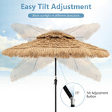 9 Feet Solar Powered Thatched Tiki Patio Umbrella with Led Lights.