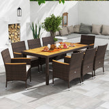 Juego de comedor para exteriores de 9 piezas con tablero de madera de acacia