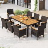 Juego de comedor para exteriores de 9 piezas con tablero de madera de acacia