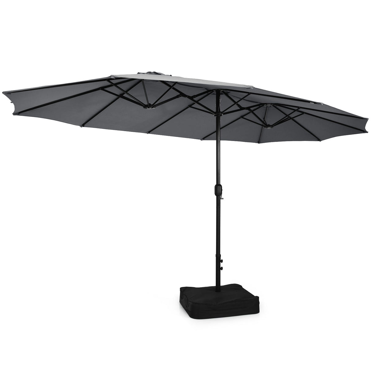 Juego de comedor para exteriores de 10 piezas con sombrilla doble de patio de 4.5 metros