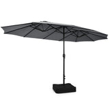 Juego de comedor para exteriores de 10 piezas con sombrilla doble de patio de 4.5 metros