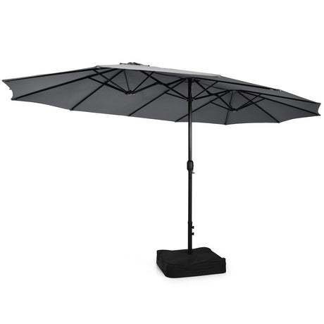 Juego de comedor para exteriores de 10 piezas con sombrilla doble de patio de 4.5 metros