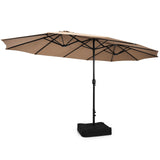 Juego de comedor para exteriores de 10 piezas con sombrilla doble de patio de 4.5 metros