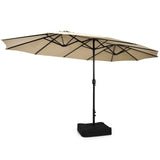 Juego de comedor para exteriores de 10 piezas con sombrilla doble de patio de 4.5 metros