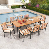 Juego de comedor de patio de 9 piezas con orificio para sombrilla de 1.9 pulgadas y cojines de asiento