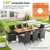 Juego de comedor para exteriores de 9 piezas con mesa de madera de acacia
