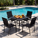 5 Pieces Patio Dining Set for 4 Outdoor Square Table and Stackable Chairs