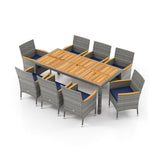Juego de Comedor de Patio de Mimbre PE de 9 Piezas para Terraza Jardín y Patio Trasero