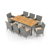 Juego de Comedor de Patio de Mimbre PE de 9 Piezas para Terraza Jardín y Patio Trasero