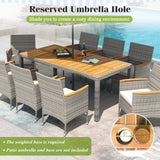 Juego de Comedor de Patio de Mimbre PE de 9 Piezas para Terraza Jardín y Patio Trasero