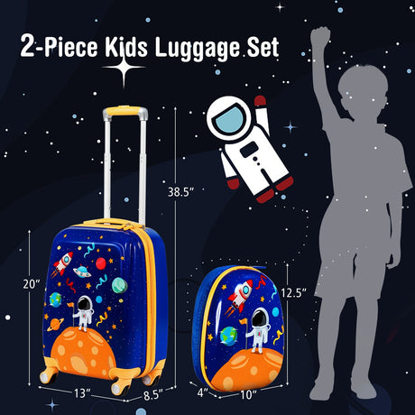 Juego de equipaje de 2 piezas para niños, maleta con ruedas y mochila - Rosa