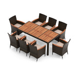 Juego de comedor de exterior de 9 piezas con orificio para sombrilla