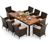 Juego de comedor de exterior de 9 piezas con orificio para sombrilla