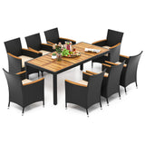 Juego de comedor para exteriores de 9 piezas con mesa de madera de acacia