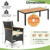Juego de comedor para exteriores de 9 piezas con mesa de madera de acacia