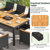 Juego de comedor para exteriores de 9 piezas con mesa de madera de acacia