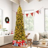 Árbol de Navidad Preiluminado Artificial Estrecho y Articulado de 5/6/7/8/9 Pies