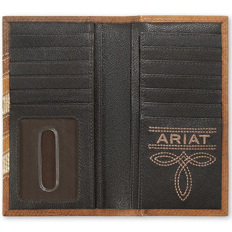Cartera de rodeo Ariat Chevron de cuero con pelo de potro y retales (marrón/canela) - Para hombre