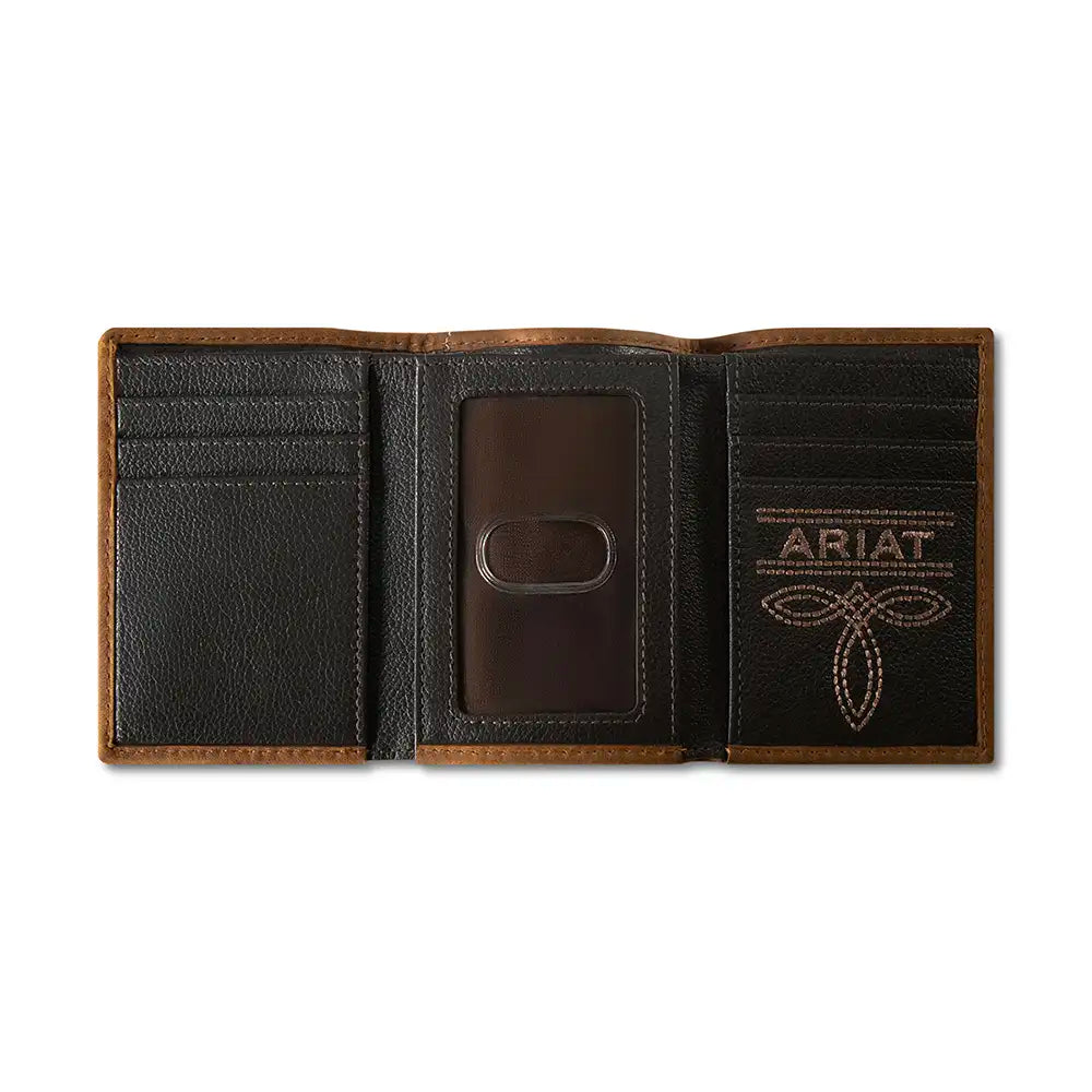 Ariat Patchwork Grabado - Cartera Trifold para Hombre