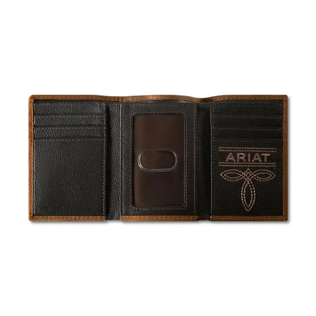 Ariat Patchwork Grabado - Cartera Trifold para Hombre