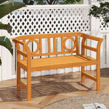 Acacia Wood 2-Person Patio Loveseat with Backrest and Armrests for Backyard