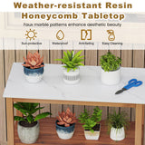 Mesa de trabajo para macetas de exterior de madera de acacia, mesa de jardinería, estación de banco de trabajo para plantar con puertas persianas