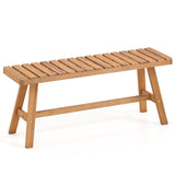 Banco de Jardín Exterior de Madera de Acacia Juego de 1/2 con Asiento de Lamas y Capacidad de 800 lbs
