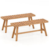 Banco de Jardín Exterior de Madera de Acacia Juego de 1/2 con Asiento de Lamas y Capacidad de 800 lbs