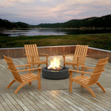 Silla de patio Adirondack de madera de acacia con asiento inclinado y respaldo alto para porche-Natural