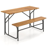 Banco de mesa de patio de madera de acacia para 2 personas, mesa de picnic de un lado