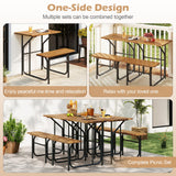 Conjunto de mesa y banco de patio de madera de acacia, mesa de picnic y asiento de un lado