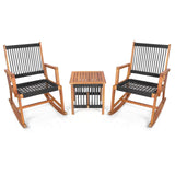 Juego de bistro mecedora de madera de acacia de 3 piezas