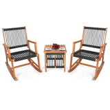 Juego de bistro mecedora de madera de acacia de 3 piezas