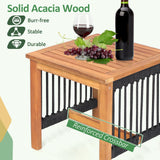 Juego de bistro mecedora de madera de acacia de 3 piezas