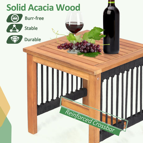 Juego de bistro mecedora de madera de acacia de 3 piezas