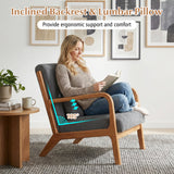 Accent Chair Corduroy Upholstered Lounge Chair with Lumbar Pillow