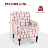 Sillón Moderno Tapizado Acolchado con Patas de Madera de Caucho