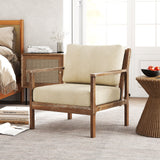 Sillón moderno con reposabrazos de madera maciza de caucho